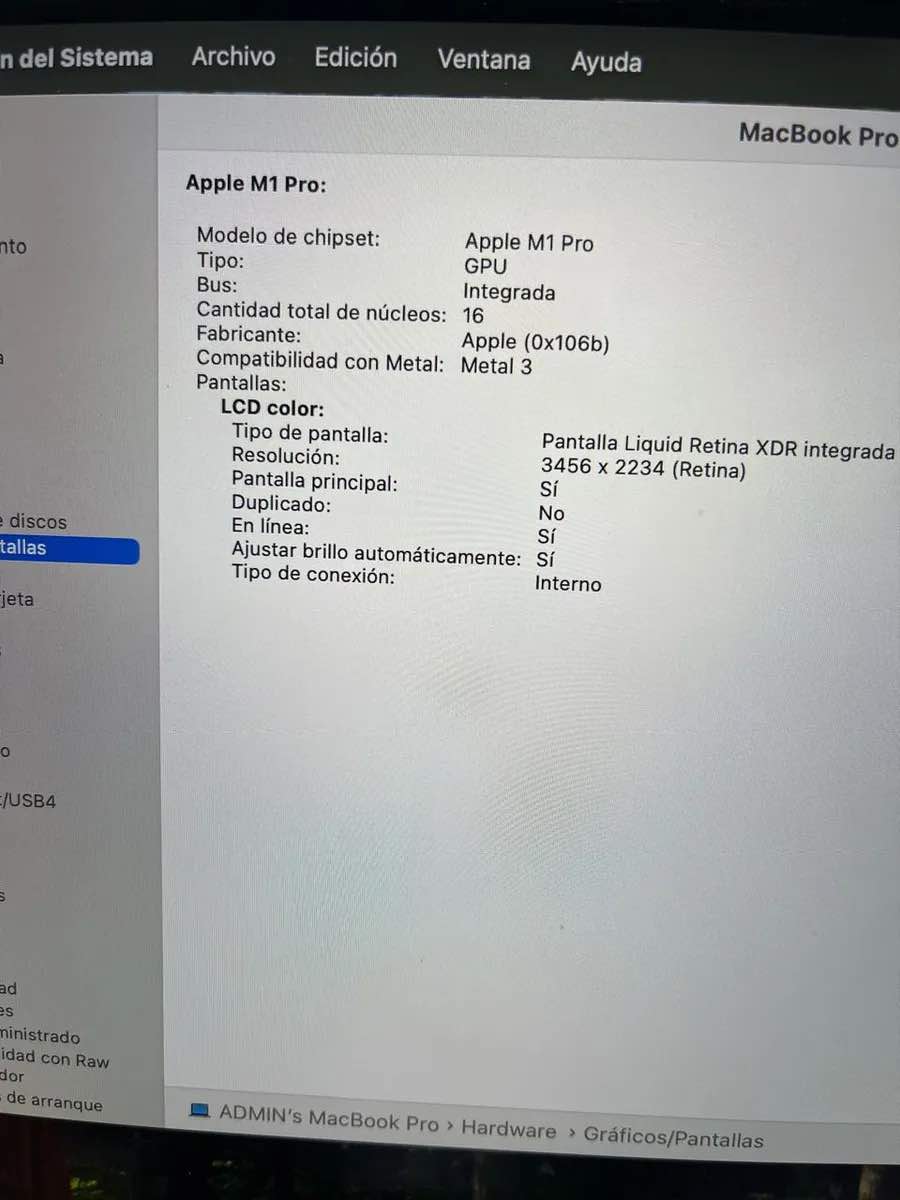 Macbook Pro M1 Pro 2021 16 Pulgadas 32ram Ssd 512 16 Nucleos Gris Espaciel - Image 7